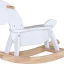White Wooden Rocking Horse Funny for Toddlers (Ages 2-4) - Solid Rubber Wood, Enhanced Rocking Base, Smooth Surface for Creative Decoration, Minimalist Rocking Horse