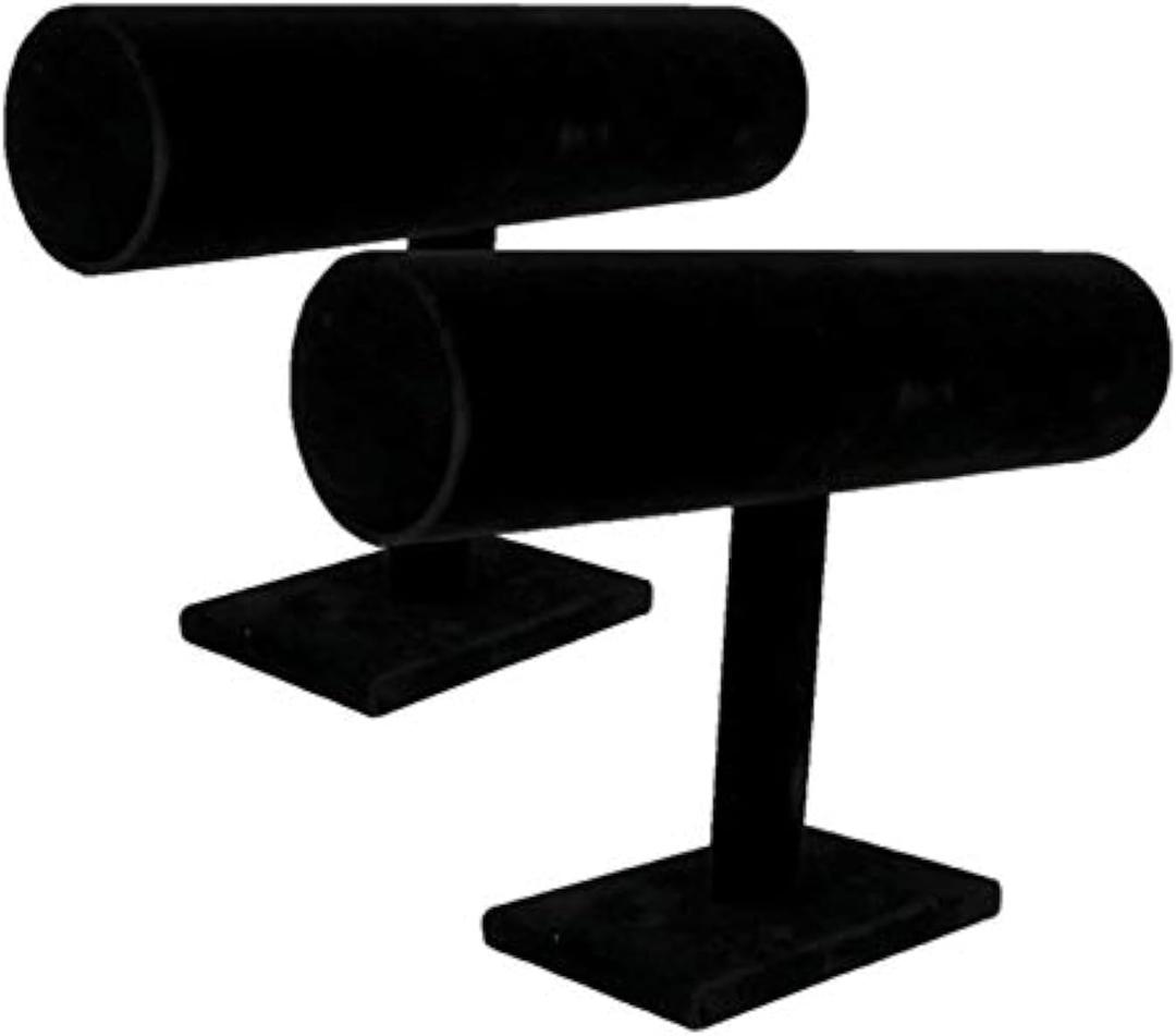 Comelyjewel Set of 2 Black Velvet bracelet holder 1 Row jewelry stand for Vendors Elegant Scrunchies Stand Jewelry Display Organizer for Professional Showcases