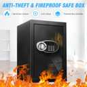 2.5 Cu Ft Large Safe Box with Fireproof Waterproof for Documents - Steel Security Personal Fire Safe with Digital Keypad, Emergency Battery Box & Combination Lock, Safety Box for Valuables Money Cash