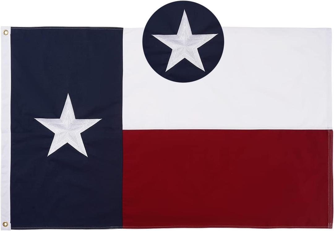 Homissor Texas Flag Cotton Flags 2x3 State of Texas Flags Embroidered Star Heavy Duty Sewn Stripes for Indoor