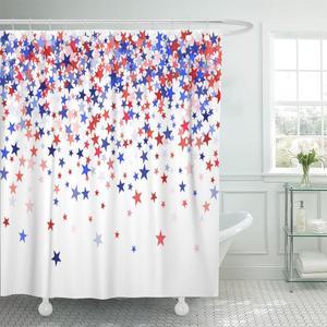 Emvency Shower Curtain, for Bathroom Decor 72" x 72", Falling Blue | Independence Day Stars Waterproof Polyester Fabric Shower Curtains Set with Hooks