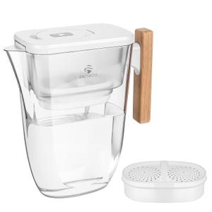 Water Filter Pitcher, 200-Gallons Long-Life 10-Cup Pitcher with 1 Filter, 5X Times Lifetime, Reduces PFAS, PFOA/PFOS, Fluoride, Chlorine, Rust, Microplastics, BPA Free, Clear, Lasts 3 Months