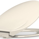 Toilet Seat Elongated,Toilet Seat with Quick-Release And Quick-Attach, Plastic Toilet Seat with Soft Close, Easy Install and Clean - Almond