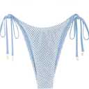 ZAFUL Bikini Bottoms for Women Fishnet Tie Side String Bathing Suit Bottoms Tanga High Cut Swimsuit Bottom (Small, Only Bottom-light Blue)