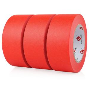 BOMEI PACK Red Painters Tape 2 inch Wide, 3 Rolls Red Masking Tape 2 inch x 60 Yards (180 Total Yards) Residue-Free Painting Tape for Labeling, DIY Crafting, Decoration and School Projects