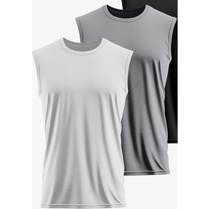 Ficerd 2 Pack Men's Big and Tall Tank Tops Workout Gym Muscle Plus Size T Shirts Sleeveless Fitness Athletic Oversized Tee (White & Light Grey - 5XL)