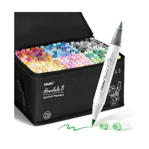 Ohuhu Alcohol Based Brush Markers -Double Tipped Art Marker Set for Artists Adults Coloring Sketch Illustration - Brush & Fine Dual Tips - 216 Colors - Honolulu B of Ohuhu Markers - Refillable Ink