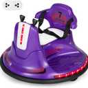 HONEY JOY 12V Bumper Car for Toddlers 1-3, Baby Ride on Bumper Car w/Dual Joysticks, Flashing LED Light & 360 Degree Spin, Electric Vehicle for Kids, Ride on Car w/Remote Control, Gift for Boys Girls (Purple)