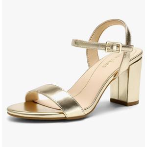 DREAM PAIRS Women's Chunky Heels Block Round Open Toe Ankle Strap Heel Fashion Wedding Party Comfort Dress Sandals Shoes, Size 9.5 USA