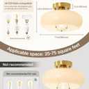 Yunnix Semi Flush Mount Ceiling Light, Gold Light Fixture, Mid-Century Modern Farmhouse Milk Glass Small Light Fixtures for Hallway, Bathroom, Kitchen, Bedroom, Living Room, Closet, Laundry(11 Inch)