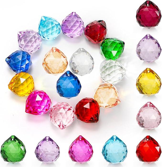Yesland 22 Pack Crystal Ball Prism 30mm/1.18" Decorative Ball  Suncatcher Rainbow Pendants Maker for Chandelier Window & Wedding Decoration Gift (Multicolor)