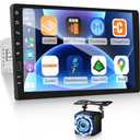 9inch Single Din Touchscreen Car Stereo Compatible with Wireless Carplay and Android Auto, Bluetooth Car Radio with Backup Camera, AM/FM/RDA Radio, Mirror Link, IPS Screen