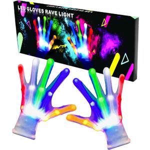 Kids Toys LED Gloves Toys Gifts for Age 5-7 8-12 Years Old Boys Girls Kids Stocking Stuffers Halloween Costumes Light Up Gloves Ideal Gifts for Christmas Birthday Parties (Medium)