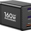 USB C Charger Block 160W, 3-Port GaN Super Fast Charger, Dual 65W Type C Charging Block, Foldable QC3.0 Laptop Fast Charging for MacBook, iPhone, Samsung, Galaxy, iPad, Android (Black, 1 Pack)