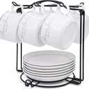 Tea Cups Holder,Black Metal Coffee Cup Tea Cups Rack,Foldable Organizer for Coffee Cup Spoon and Saucers