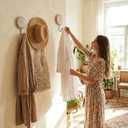 4 Pcs Wooden Boho Wall Hooks Vintage Decorative Coat Hooks with Beaded Edge Farmhouse Bohemia Beaded Towel Hangers for Bathroom, Entryway, Bedroom Towels, Keys, Hats