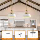 Modern White Pendant Light, 18.9-inch Large Round Ceiling Pendant in Nordic Industrial Style, Suitable for Kitchen Island, Living Room, Dining Room, Warehouse, bar and Porch.