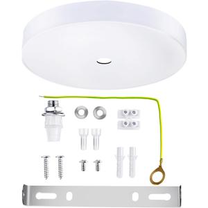 Arturesthome 7" White Ceiling Plate Light Kit Rewind Single Hole with Hardware,Ceiling Canopy for Pendant Lighting or Chandelier,Universel Canopies/Screw Fixing on Both Sides (18cm)