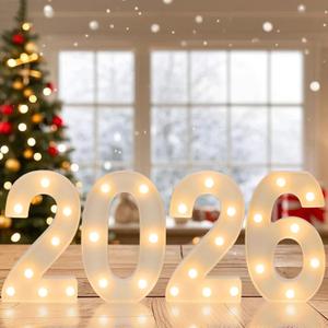 2026 LED Marquee Light Up Numbers, 4 LED Marquee Numbers for New Year Decorations 2026 graduation decorationsClass of 2026 Graduation Decorations Sign for Kindergarten Preschool High School College Wall Table Decor Party Supplies