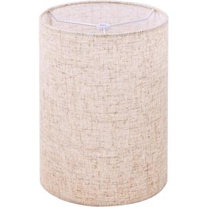 Wellmet Linen 8"x 8"x11" Lampshade, No Assembly Required, Classic Modern Lamp Shade for Table Lamp, Bedside Lamp, Floor Lamp, Fabric Drum Lampshade, Spider Fitter