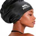 Extra Large Swim Cap for Long Hair and Braids, Swimming Cap for Women Dreadlocks Thick Curly Hair Waterproof Silicone Swim Caps Keep Your Hair Dry (Black)