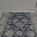 jinchan Hallway Runner Rug 3x7 Machine Washable Runner Rug Dark Blue Vintage Floral Design Non-Slip Low Pile Ultra-Thin for Kitchen Laundry Room Bedroom Farmhouse (3x7',Dark Blue)