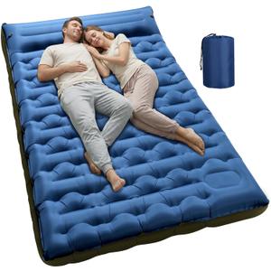 KASBAH Double Inflatable Camping Sleeping Pad,Thick 6 inch 2 Person Ultralight Sleeping Mat with Built-in Foot Pump and Pillow,Camping Essentials for Hiking,Backpacking,Traveling, Tent