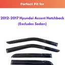 KPY Rain Guards Fit for 2012-2017 Hyundai Accent Hatchback, Out-Channel Window Visors Vent Wind Deflectors 4PC, Car Accessories for 12-17 Accent Hatchback (Excludes Sedan)