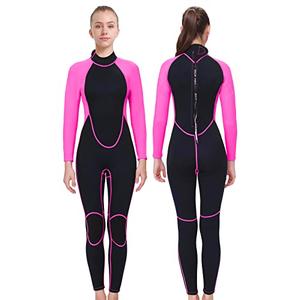 REALON Womens Wetsuit Full 3mm 2mm Neoprene Surfing Scuba Diving Snorkeling Swimming Suit (2mm Pink Full Suit, X-Small)