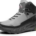 NORTIV 8 Men's Mid Waterproof Hiking Boots Outdoor Lightweight Breathable Trekking Camping Mountaineering Shoes HydroTrek (12, Grey/Black)