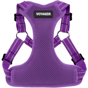 Best Pet Supplies Voyager Adjustable Dog Vest Harness Breathable No Pull Harness for Small, Medium, Large Dogs, Harness for Walking, Jogging, Easy Step-in, Reflective Stripes - Purple, L