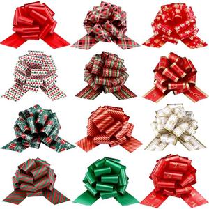 24 PCS Christmas Pull Bows for Gift Wrapping with Ribbon 5” Wide Boxing Day Decorations, Holiday Décor Xmas Present Gift Wrapping Christmas Decorations