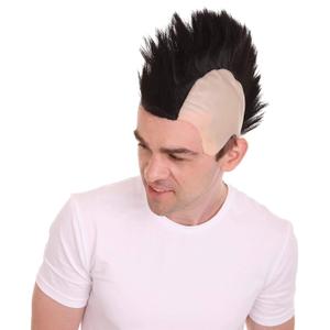 Adult Men's Color Styles Mohawk Punk Rock Spiky Wig Straight Spiked Halloween Fancy, Synthetic Soft Fiber Hair, Perfect for your next Festival and Group Anime Party! (Black)
