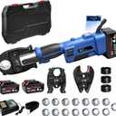 Multifunctional Electric Hydraulic Crimping Tool, 3 in 1, Cordless Pliers | 18V 60kN Pro Press Tools, Battery Cable Crimper + Copper Pipe Crimper + Cable Cutter, 2 Batteries, Fast Charger, 18 Dies, BS-300C