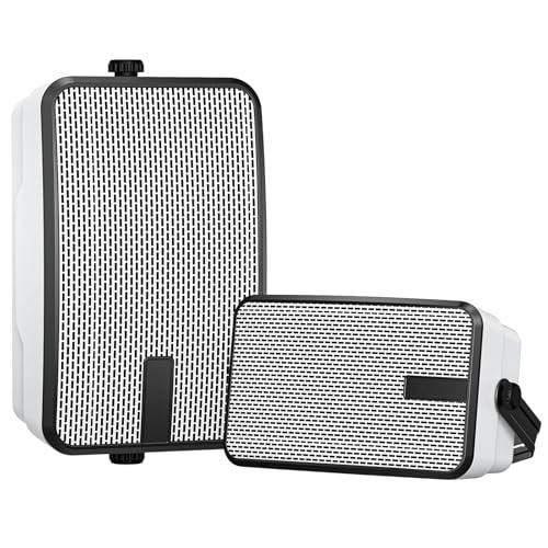 MWAU Outdoor Bluetooth Speakers 400w for Garage, Patio, Porch, Gazebo, Soffit, Entertainment Room. Wall Mount Speaker, Wireless Sync Up to 100 Speakers, IPX5 Waterproof (2 Pcs)