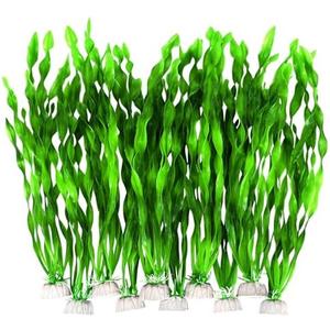AQUANEAT Fish Tank Artificial Plants, Aquarium Plastic Seaweed Decorations, 11.75Inch Tall Fake Green Accessories, 10 Packs
