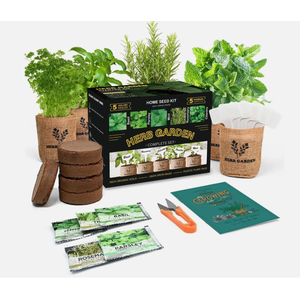 Indoor Herb Garden Starter Kit, 5 Non-GMO Herb Seeds - Basil, Parsley