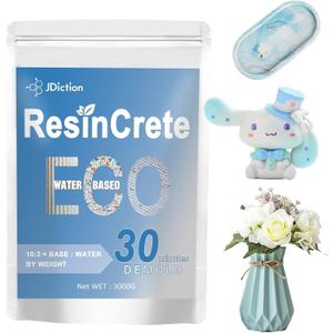 JDiction ResinCrete, 3000G Water-Based Eco-Friendly Formula, 20-30 Minutes Demold Fast Curing Eco Casting for Beginners,Mineral Casting Powder, Easy Mix for DIY Home Art