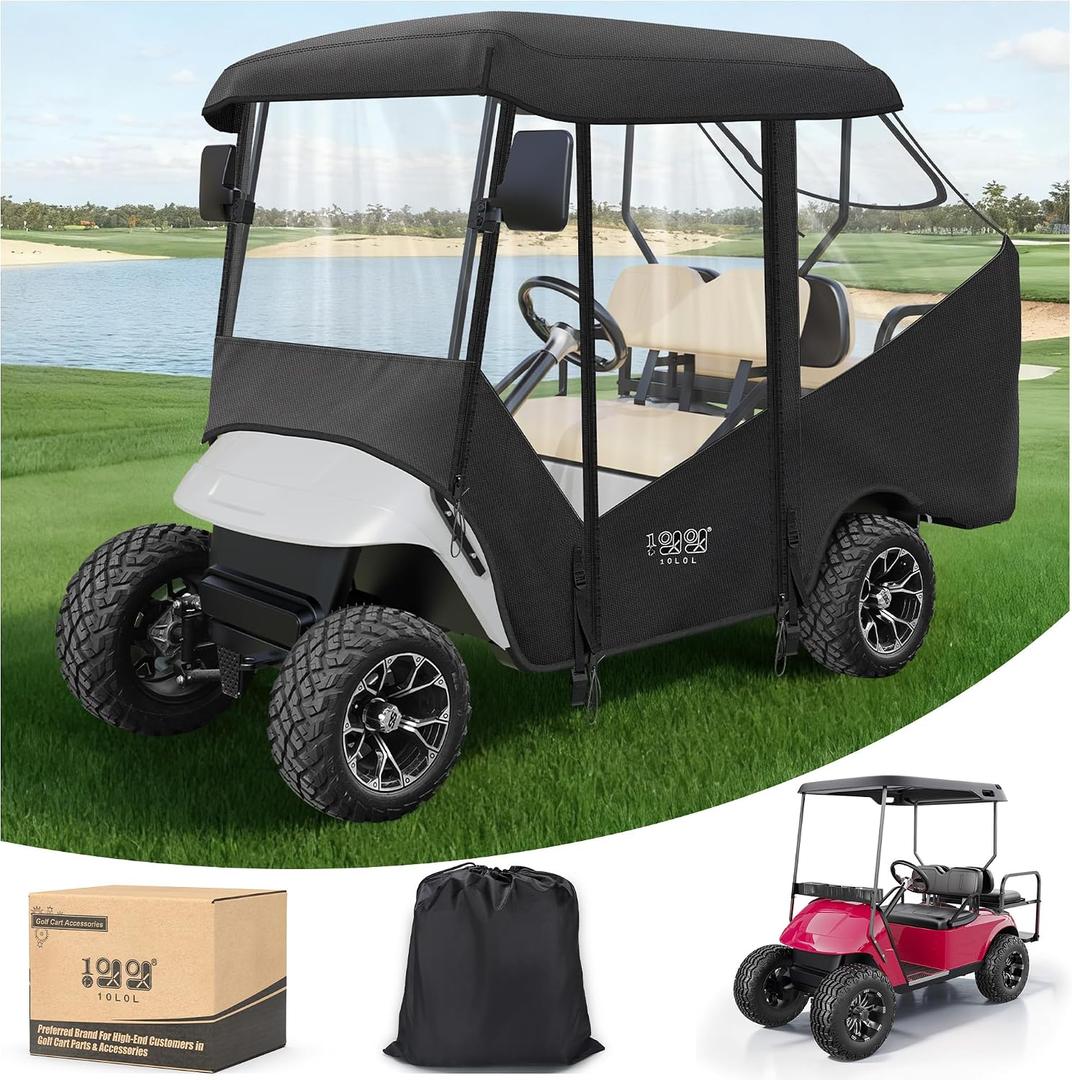 10L0L 4 Passenger Golf Cart Enclosure for EZGO & Club Car 61" Roof, 2+2 Seats
