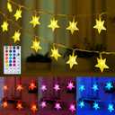 Minetom Color Changing Star String Lights - 23 ft 50 LED Ramadan Decorations Star Fairy Lights with Remote and Timer, 16 Colors and 7 Modes, USB Powered String Lights for Bedroom Party Indoor Decor