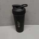 BlenderBottle Strada Shaker Cup Insulated Stainless Steel Water Bottle with Wire Whisk, 24-Ounce, Black