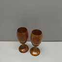 Handcrafted Wooden Goblet Set of 2 with Lion Logo Antique Brown Teak Wood Chalice Rustic Drinkware for Beer, Wine, Coffee & Home Decor