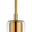 Jonsi Glass Cylinder Pendant Light, Brushed Gold Island Lights for Kitchen,1-Light Mini Pendant Light Fixtures with Clear Glass Shade, Modern Hanging Lights for Stairway, Hallway, Entryway