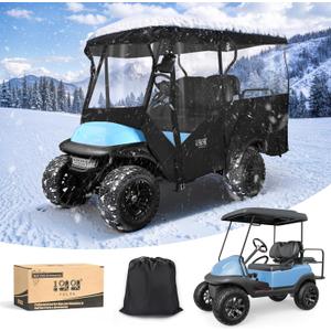 10L0L Universal Golf Cart Cover 4 Passenger Compatible with Yamaha, EZGO TXT/RXV, Club Car DS/Precedent Models- 94 Roof Fit, Golf Cart Cover Waterproof 600D Material Windproof Transparent on 4 Sides 10L0L Universal Golf Cart Cover 4 Passenger Compatible with Yamaha, EZGO TXT/RXV, Club Car DS/Precedent Models- 94 Roof Fit, Golf Cart Cover Waterproof 600D Material Windproof Transparent on 4 Sides