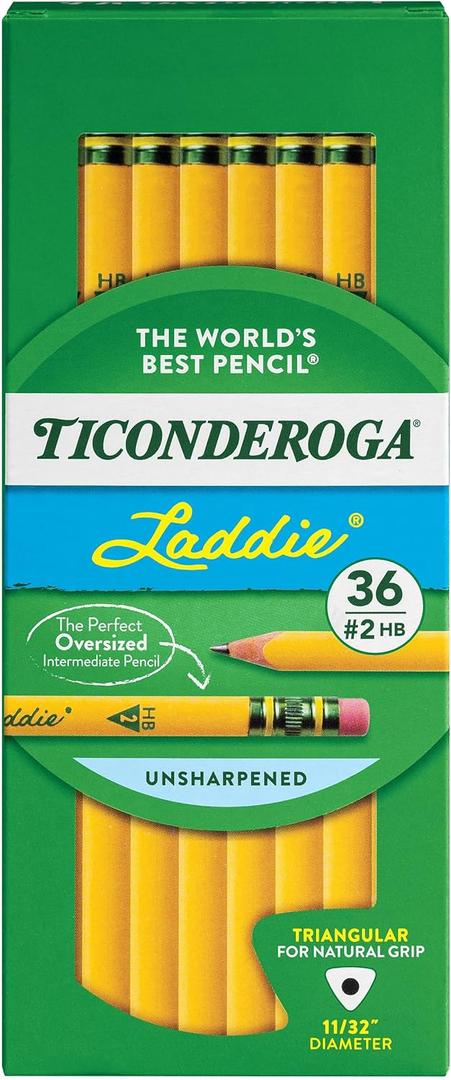 Ticonderoga PENCIL LADDIE TRI-WRITE W/ERASER PACK OF 36