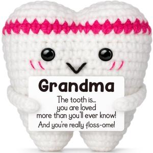 Crochet Tooth Grandma Gifts,Funny Valentines Mothers Day Birthday Gifts for Great Grandma Grandparents Nana Mimi Gigi Grammy from Grandkids,Retired Dentist Dental Hygienist Gift,Cute Handmade Decor