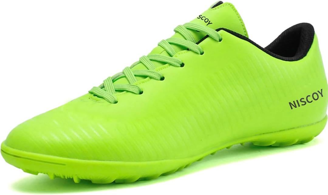 Soccer Cleats for Mens Womens Turf Soccer Shoes Indoor Unisex Football Boots Wide Training Sneaker (7.5, A166-green)