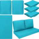 Wenqik 3 Pcs Waterproof Cushion Covers(Not Includes Cushion)48'' x 24'' Outdoor Patio Furniture Seat Covers Fade Resistant Replacement Slipcover with Zipper for Outside Couch Swing Sofa (Peacock Blue)