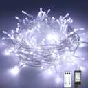 66FT White Christmas Lights, 8 Modes with Remote, 200 LED String Lights for Indoor, Outdoor, Christmas Tree