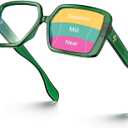 VISOONE Oversized Progressive Multifocal Anti-Fog Reading Glasses with Blue Light Blocking Fashion Readers Women Harvard (Basil Green)